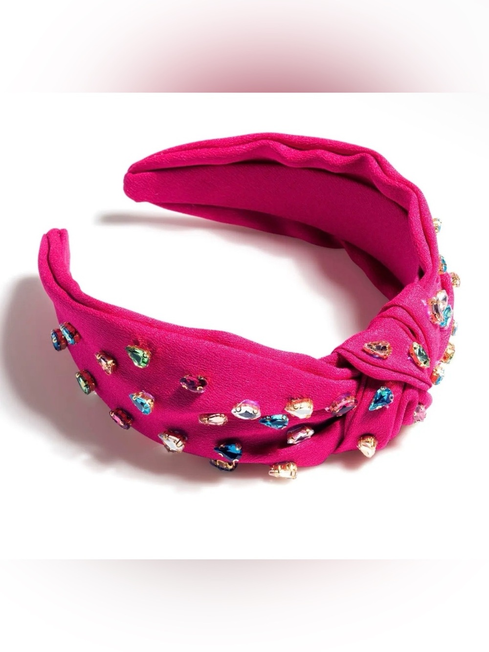 Shiraleah Fuchsia Knotted Headband with Multicolor Gems